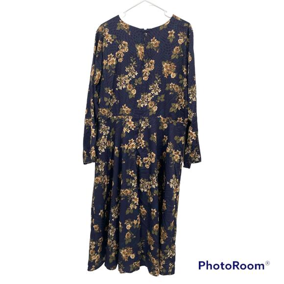Hutch Dresses & Skirts - Hutch V-Neck Floral Long Sleeve Navy Yellow Wrap Midi Dress Size 22W